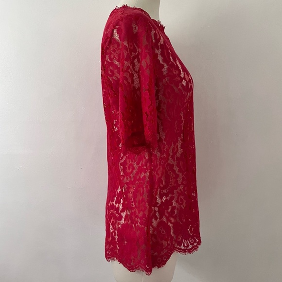Red Lace Top - Vanessa Virginia Anthopologie - L - Picture 3 of 4